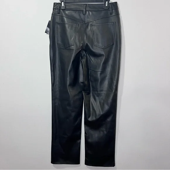 I.N.C International Concepts Women Size 10 Faux Leather Straight Leg Pants Black - Picture 6 of 9